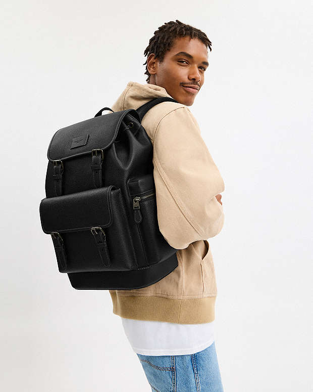 Sprint Backpack Pebbled Leather-Black Copper Finish-Black-Black Pebbled Leather-Black Copper Finish-Black-Black