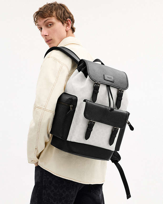 Sprint Backpack In Colorblock Signature Canvas Signature Canvas-Gunmetal-Chalk-Black Signature Canvas-Gunmetal-Chalk-Black