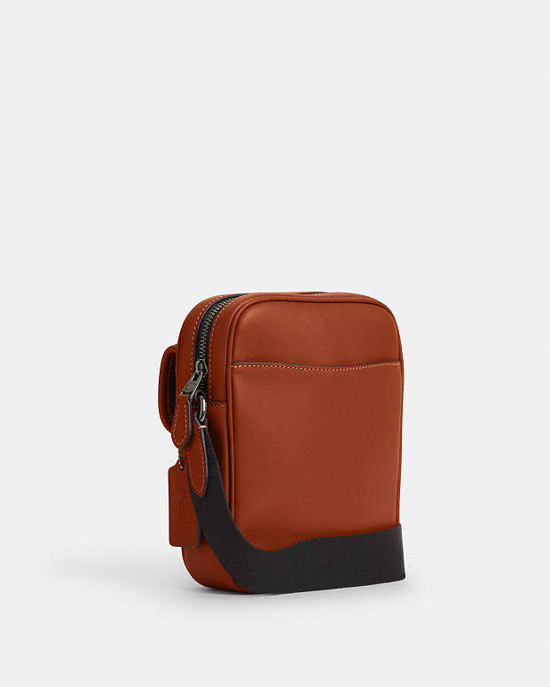 Turnlock Crossbody Bag Smooth Leather-Gunmetal-Tan Smooth Leather-Gunmetal-Tan