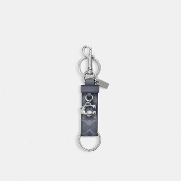 Coach Trigger Snap Bag Charm In Signature Canvas With Charm Silver Chambray