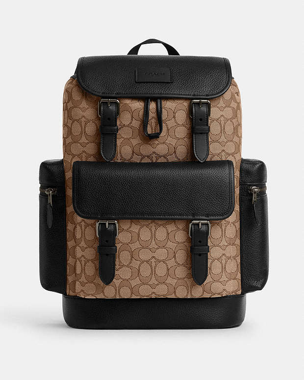 Sprint Backpack In Signature Jacquard Signature Jacquard-Qb-Tan-Black Signature Jacquard-Qb-Tan-Black