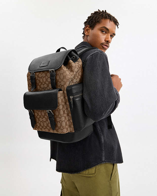 Sprint Backpack In Signature Jacquard Signature Jacquard-Qb-Tan-Black Signature Jacquard-Qb-Tan-Black