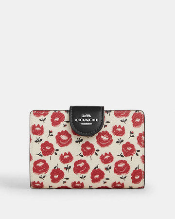 Medium Corner Zip Wallet With Floral Print Silver-Chalk-Black Multi Silver-Chalk-Black Multi