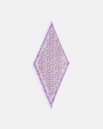 Floral Print Silk Diamond Scarf Purple Purple