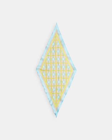 Maude Plaid Print Silk Diamond Scarf Blue Blue