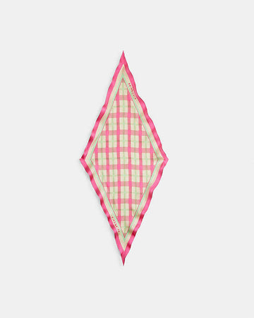 Maude Plaid Print Silk Diamond Scarf Pink Pink