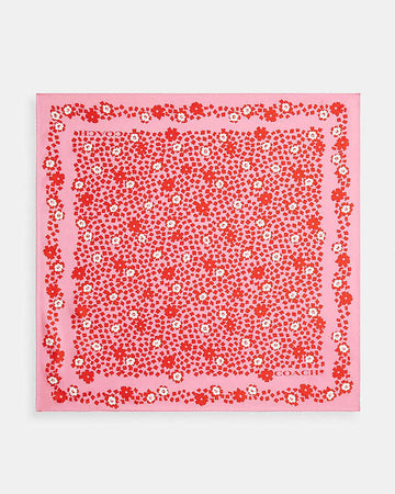 Country Club Floral Print Silk Bandana Pink-Red Pink-Red