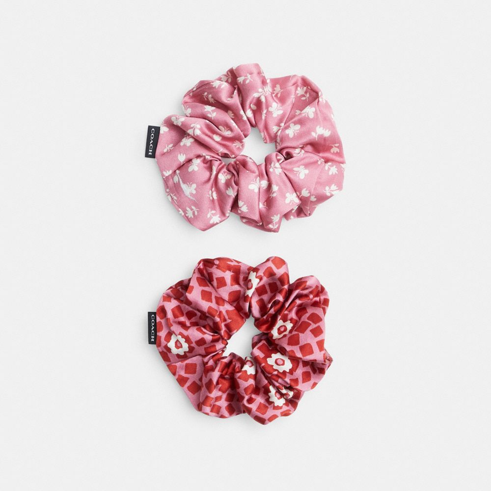 Coach Country Club Floral Print Hair Ties Pack Pink Red