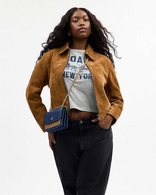 Mini Klare Crossbody Bag In Signature Canvas Im-Deep Blue-Tan Im-Deep Blue-Tan