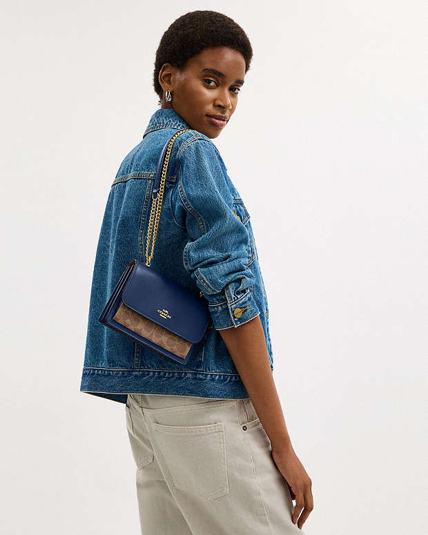 Mini Klare Crossbody Bag In Signature Canvas Im-Deep Blue-Tan Im-Deep Blue-Tan