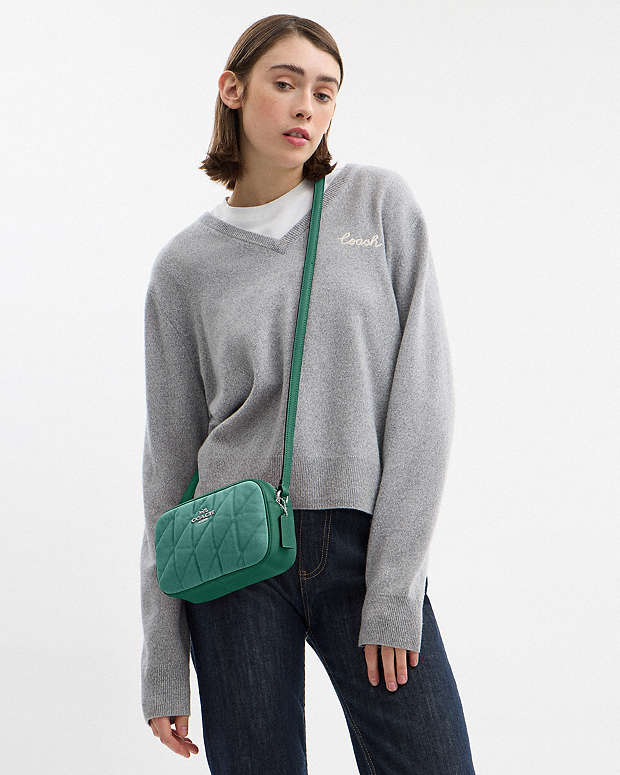 Mini Jamie Camera Bag Quilted Denim-Sv-Ivy-Green Quilted Denim-Sv-Ivy-Green