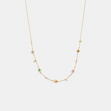 Coach Coach Mini Block Letters Bead Necklace Gold Multi