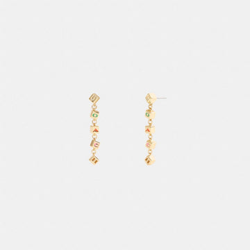 Coach Coach Block Letters Linear Earrings Gold Multi
