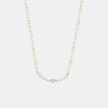 Coach Signature Beads And Pearls Necklace Gold
