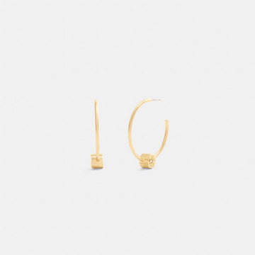 Coach Tea Rose Hoop Earrings Gold