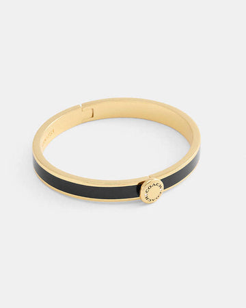 Coach Rivet Enamel Hinged Bangle Gold-Black Gold-Black