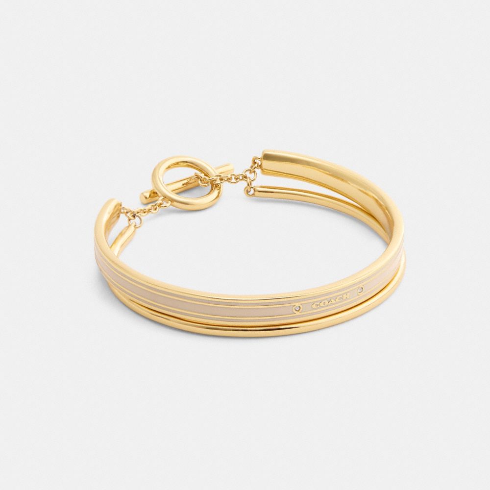 Coach Coach Enamel Double Bangle Bracelet Gold Chalk