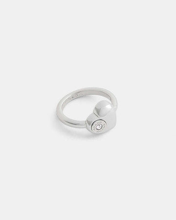 Open Circle Heart Ring Silver Silver