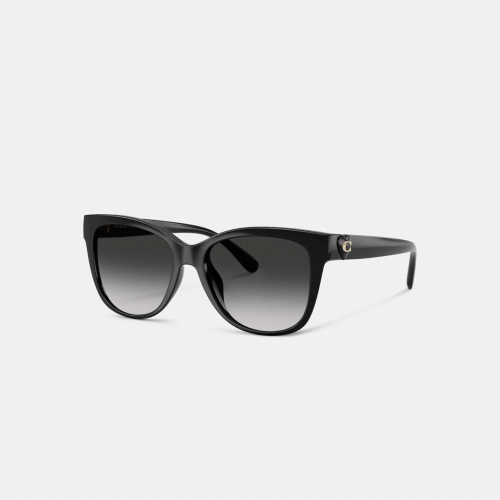 Coach Signature Heart Oversized Square Sunglasses Black