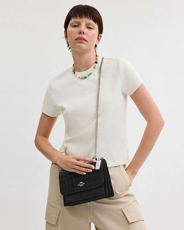 Klare Crossbody Bag Novelty Leather-Silver-Black Novelty Leather-Silver-Black