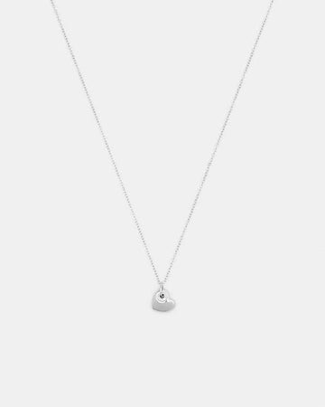 Open Circle Heart Pendant Necklace Silver Silver
