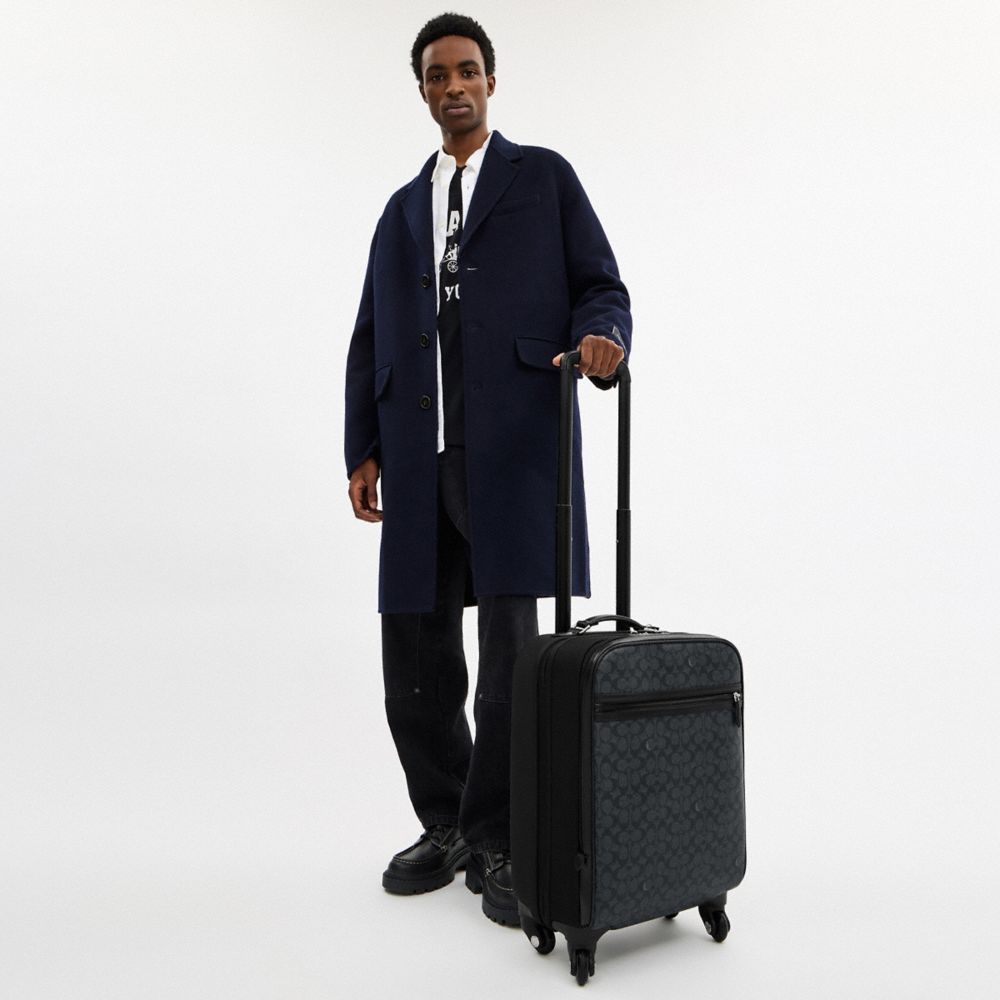 Coach Wheeled Carry On In Signature Canvas Charcoal