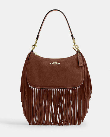 Teri Shoulder Bag With Fringe Suede-Im-Vintage Brown Suede-Im-Vintage Brown