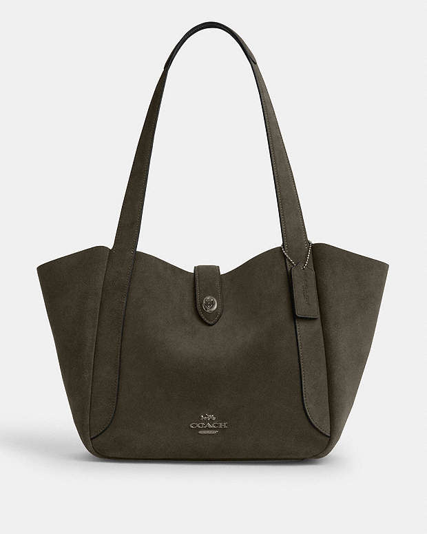 Hadley Turnlock Tote Bag Suede-Qb-Army Green Suede-Qb-Army Green