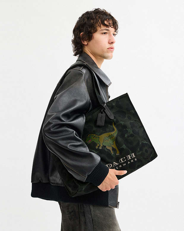 Tote With Camo Print And Rexy Army Green Multi Army Green Multi