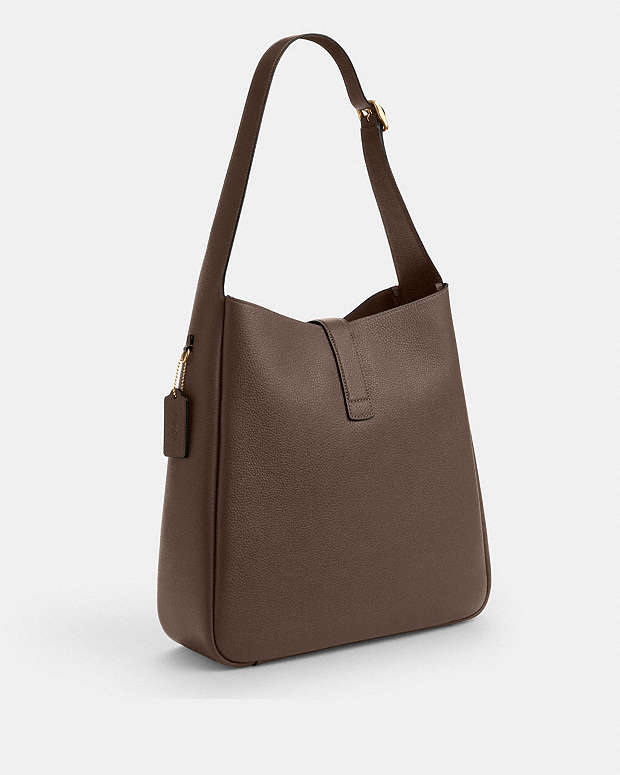 Hadley Large Shoulder Bag Pebbled Leather-Gold-Dark Stone Pebbled Leather-Gold-Dark Stone