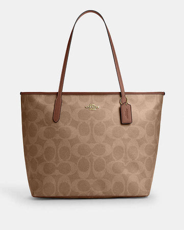 Large City Tote Bag In Maxi Signature Canvas Signature Canvas-Gold-Tan-Brown Signature Canvas-Gold-Tan-Brown