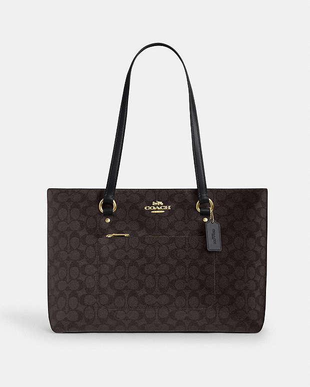 Station Tote Bag In Signature Canvas Signature Canvas-Gold-Walnut-Black Signature Canvas-Gold-Walnut-Black