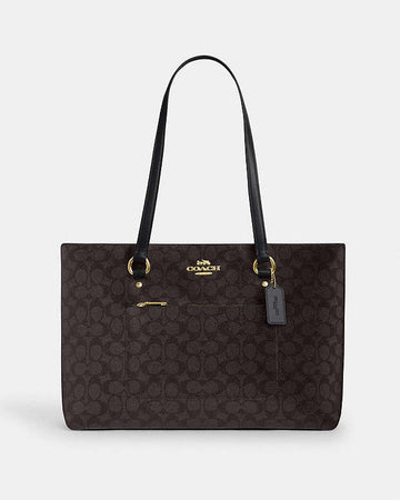 Station Tote Bag In Signature Canvas Signature Canvas-Gold-Walnut-Black Signature Canvas-Gold-Walnut-Black