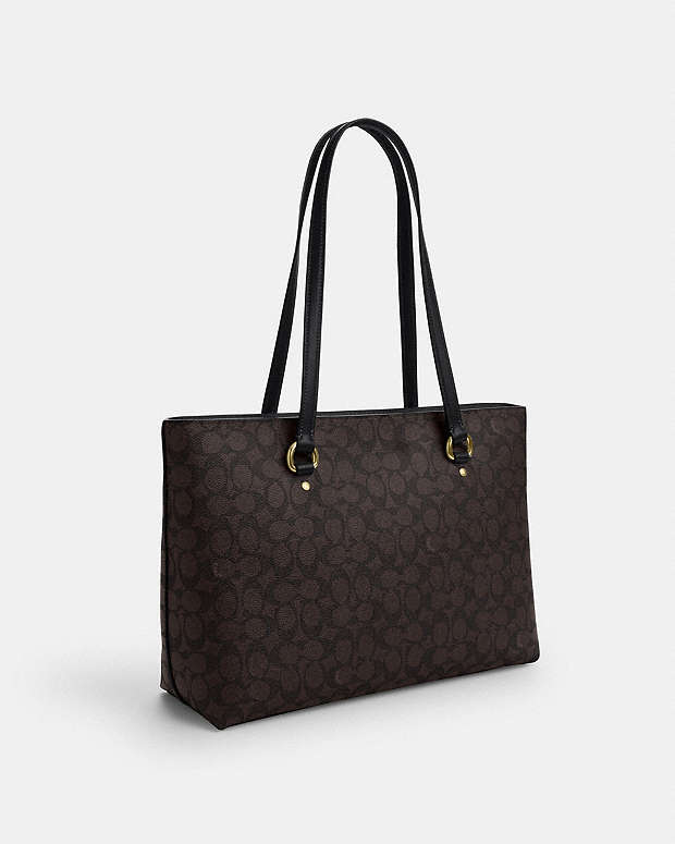 Station Tote Bag In Signature Canvas Signature Canvas-Gold-Walnut-Black Signature Canvas-Gold-Walnut-Black