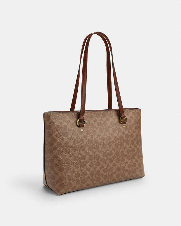 Station Tote Bag In Signature Canvas Signature Canvas-Gold-Tan-Brown Signature Canvas-Gold-Tan-Brown