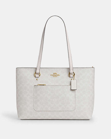 Station Tote Bag In Signature Canvas Signature Canvas-Gold-White-Chalk Signature Canvas-Gold-White-Chalk