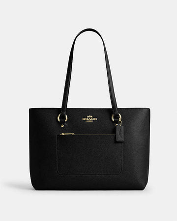 Station Tote Bag Crossgrain Leather-Gold-Black Crossgrain Leather-Gold-Black