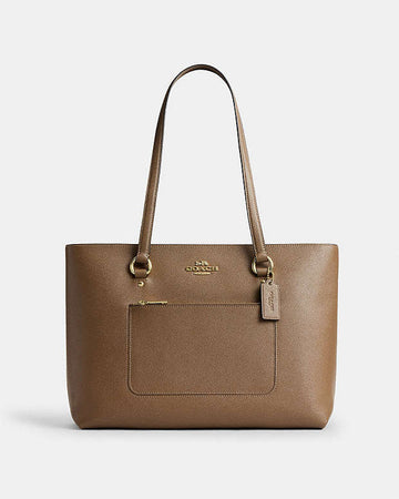Station Tote Bag Crossgrain Leather-Gold-Dark Stone Crossgrain Leather-Gold-Dark Stone