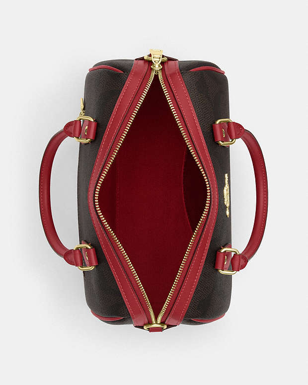 Rowan Satchel Bag In Maxi Signature Canvas Signature Canvas-Im-Walnut-True Red Signature Canvas-Im-Walnut-True Red