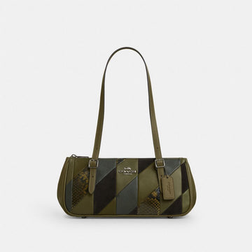 Coach Asher Shoulder Bag With Patchwork Gunmetal Olive Multi