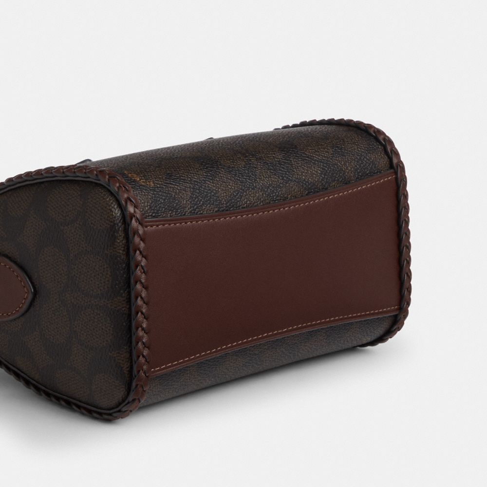 Coach Mini Rowan Crossbody Bag In Signature Canvas With Fringe Im Walnut Maple