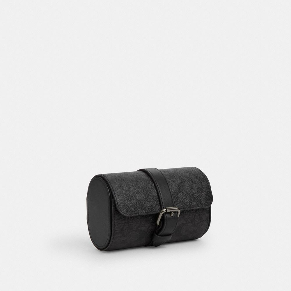 Watch Case In Signature Canvas Signature Canvas-Gunmetal-Charcoal-Black Signature Canvas-Gunmetal-Charcoal-Black