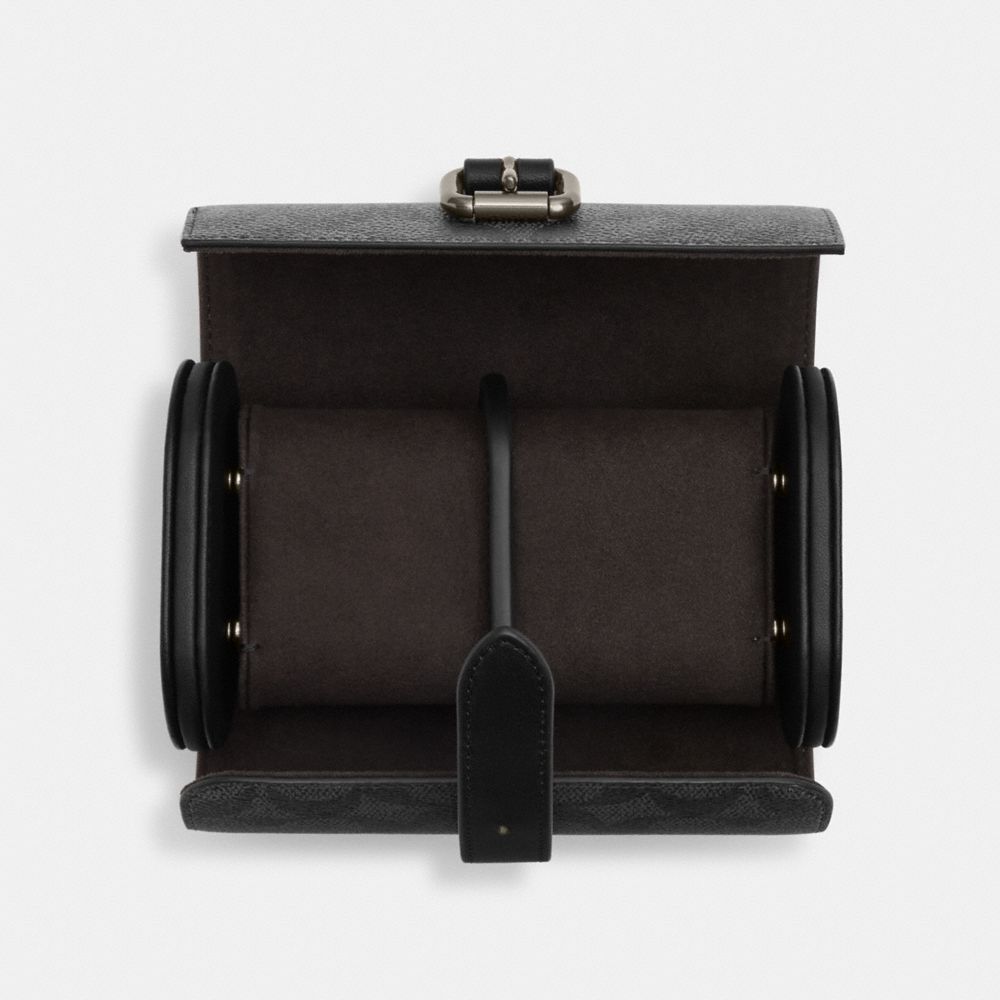 Watch Case In Signature Canvas Signature Canvas-Gunmetal-Charcoal-Black Signature Canvas-Gunmetal-Charcoal-Black