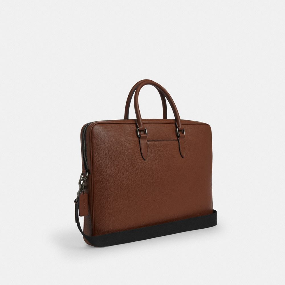 Coach Ethan Large Brief Gunmetal Saddle