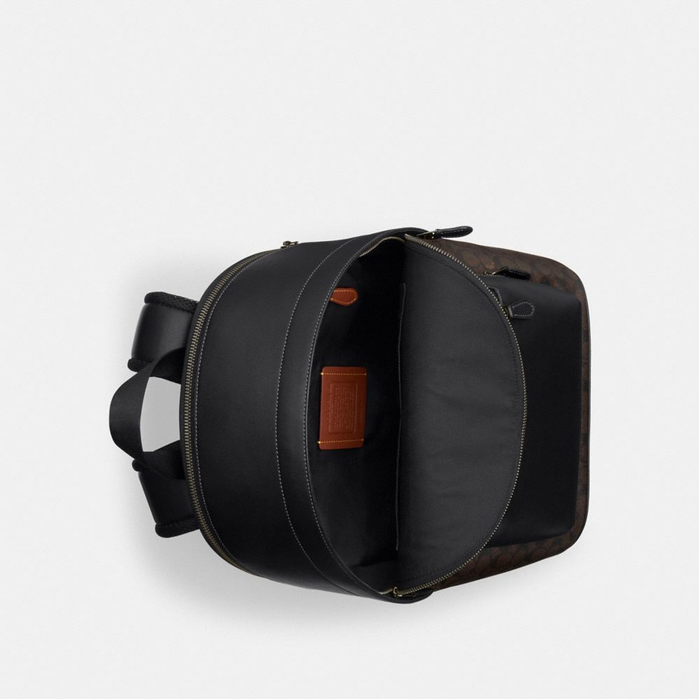 Coach West Backpack In Signature Canvas With Varsity Graphic Qb Walnut Multi