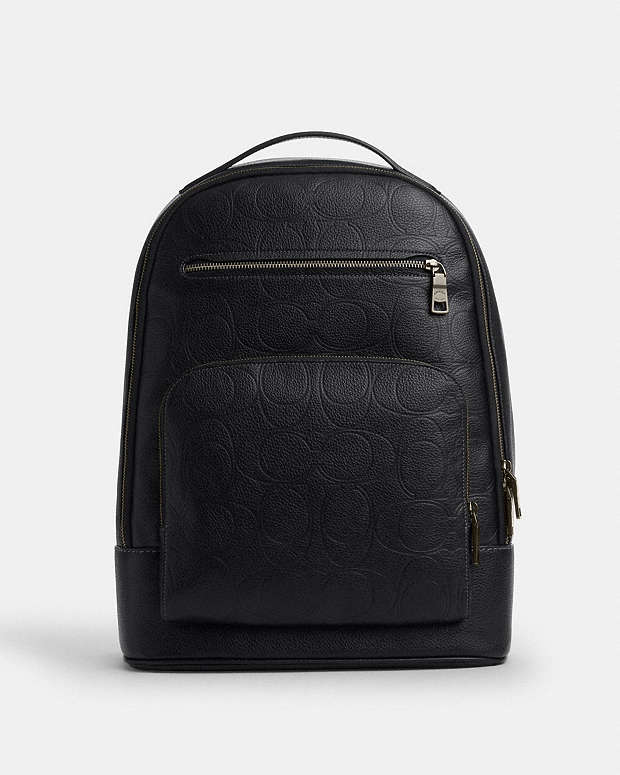 Ethan Backpack In Signature Leather Pebbled Leather-Gunmetal-Black Pebbled Leather-Gunmetal-Black