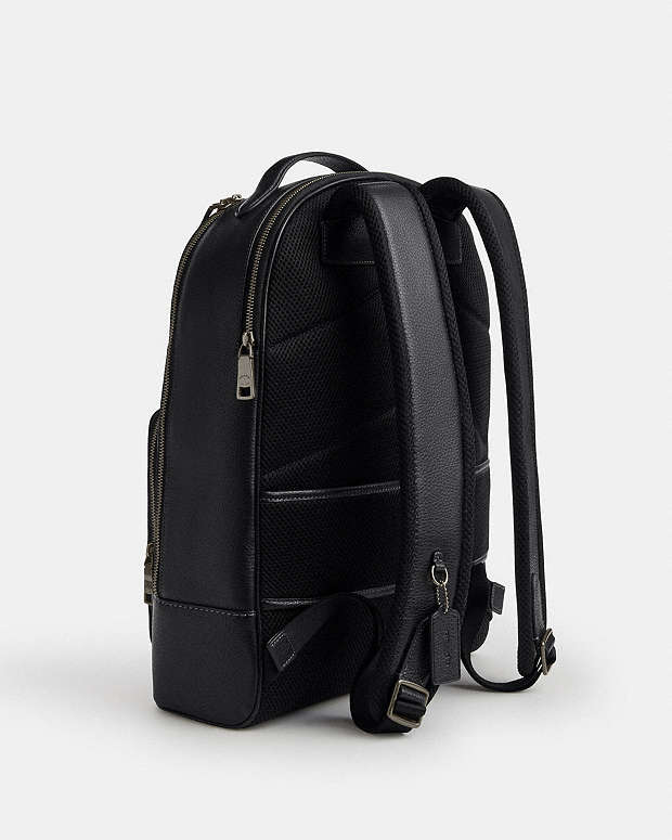 Ethan Backpack In Signature Leather Pebbled Leather-Gunmetal-Black Pebbled Leather-Gunmetal-Black