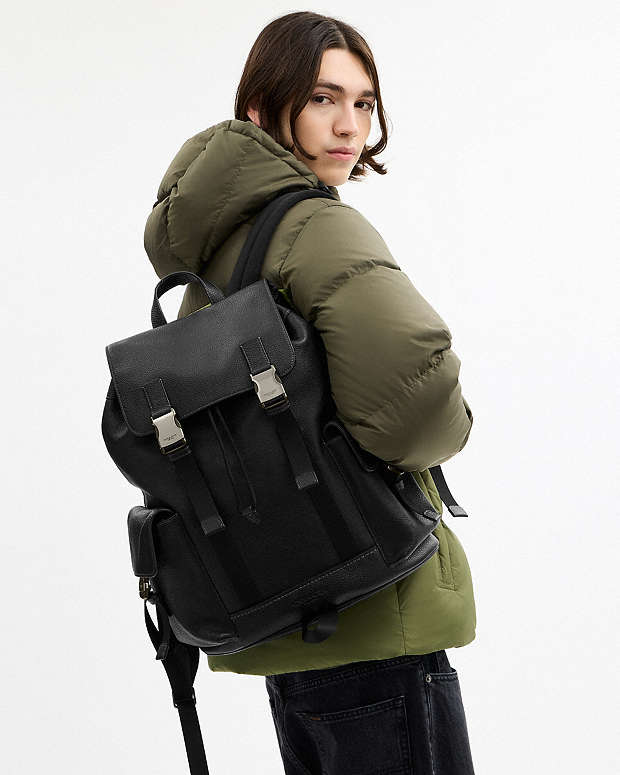 Clark Backpack Pebbled Leather-Gunmetal-Black Pebbled Leather-Gunmetal-Black