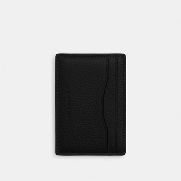 Card Case With Money Clip Pebbled Leather-Gunmetal-Black Pebbled Leather-Gunmetal-Black