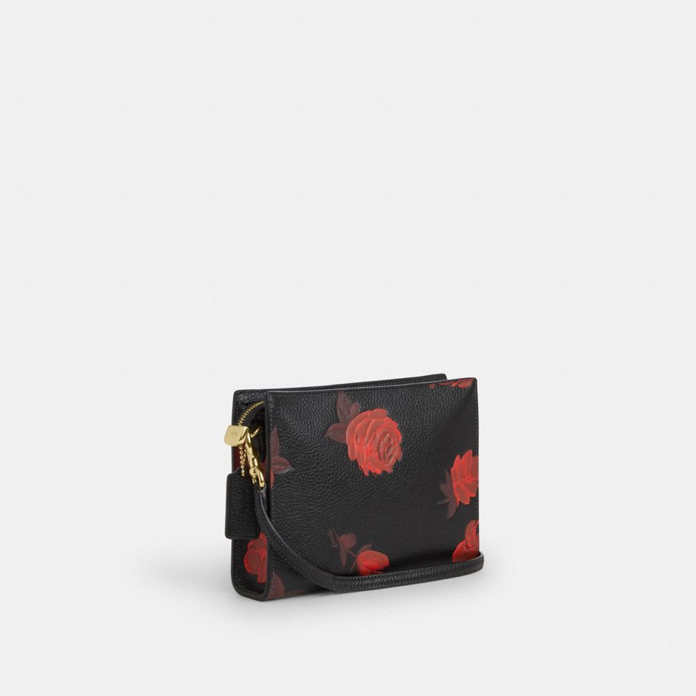 Coach Slim Crossbody Bag With Floral Print Im Black Red